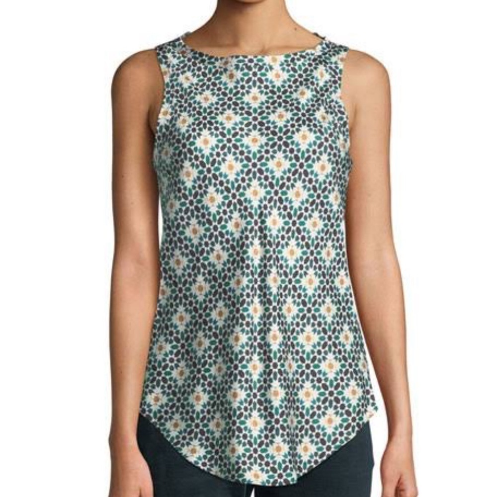 THEORY Printed Silk Sleeveless Racerback floral print lightweight size S T145